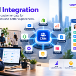 CRM integration connecting customer data across sales, marketing, and service systems